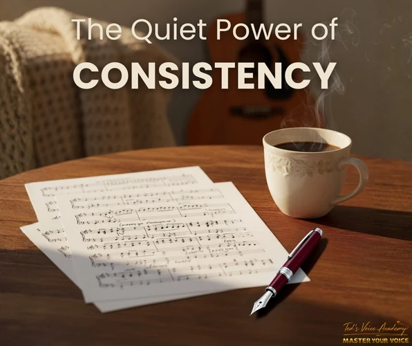 Illustration representing the quiet power of consistent vocal practice