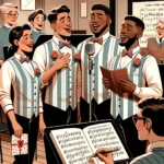 Barbershop quartet performing a Singing Valentine serenade