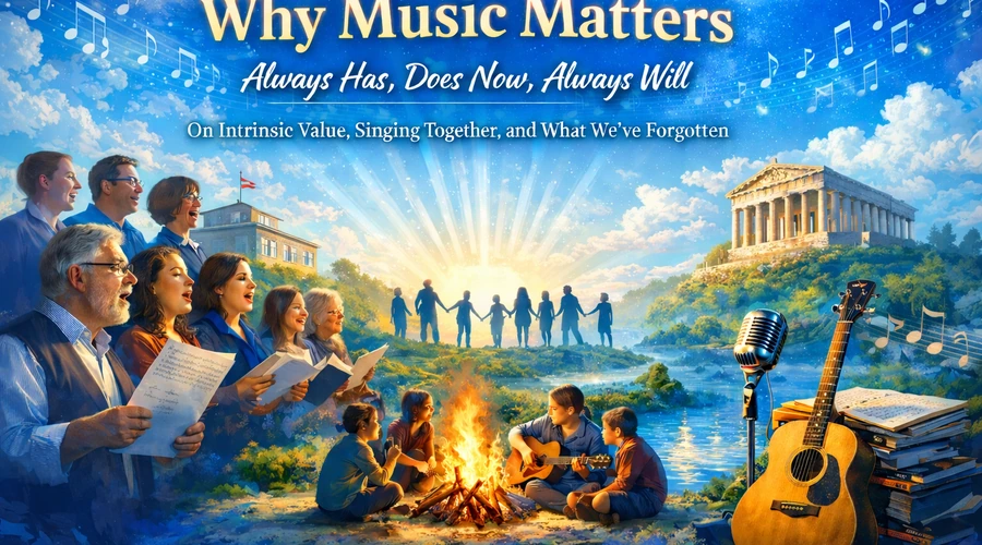 Abstract illustration representing the intrinsic value of music and community singing