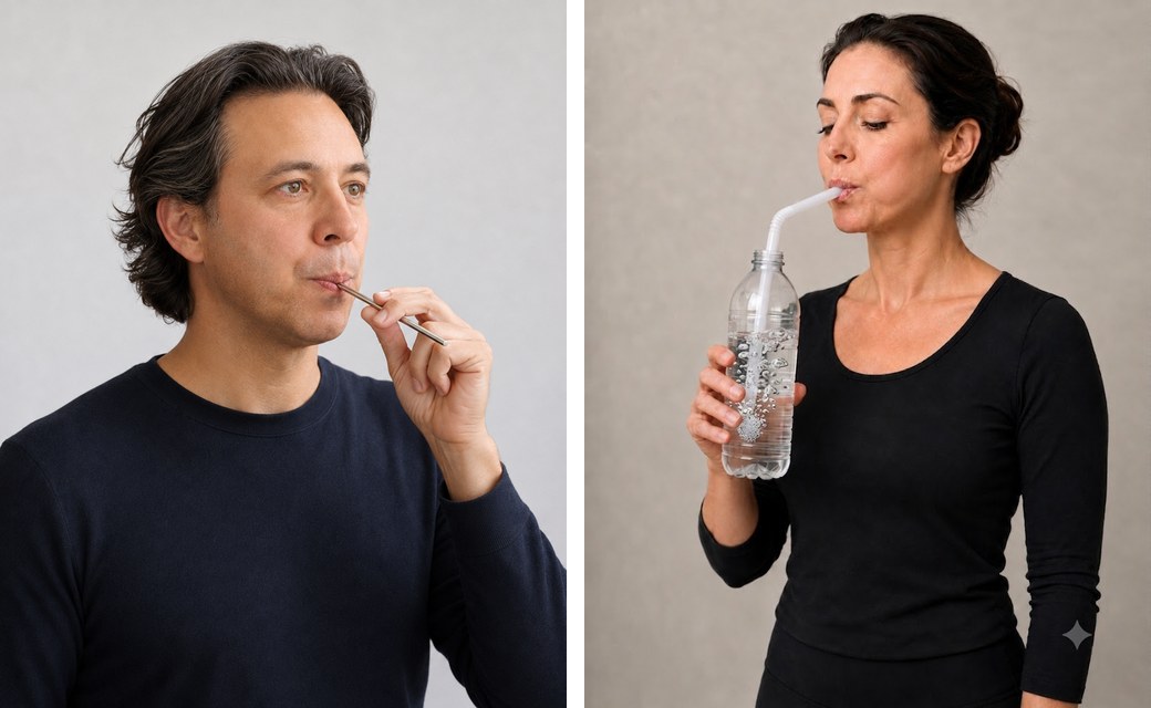 Singing through a straw, and a straw in a glass of water